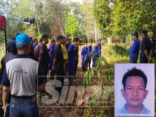 Anggota penyelamat diberikan taklimat sebelum memula pencarian hari ini. Gambar kecil, Mohd Nazari Anjang Latif.