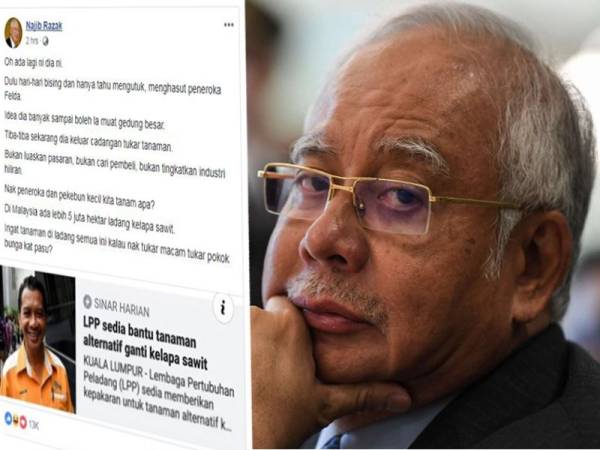 Paparan skrin hantaran Najib di laman sosial Facebook, miliknya.