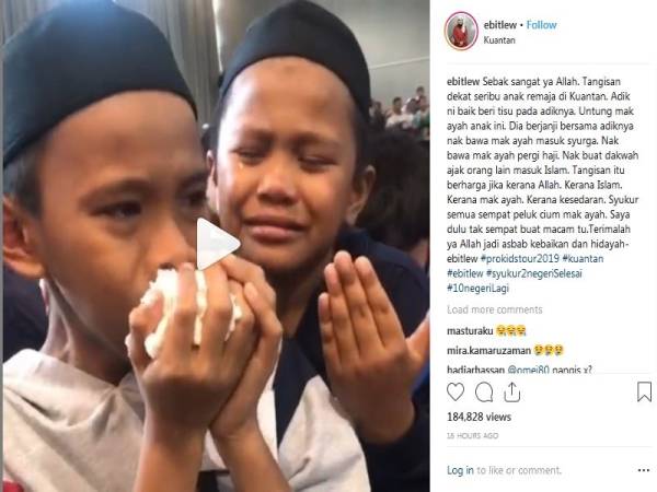 Video syahdu yang dimuat naik oleh Ustaz Ebit Lew yang meragut perasaan netizen