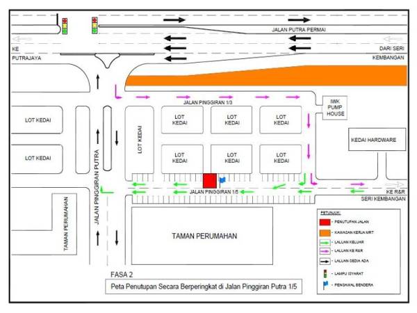 Fasa 2 pelan penutupan laluan Jalan Pinggiran Putra 1/5.