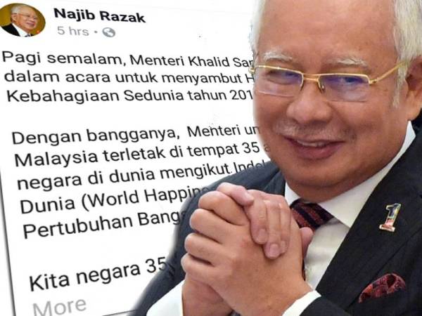 Paparan skrin kenyataan Najib di laman sosial Facebook miliknya. 