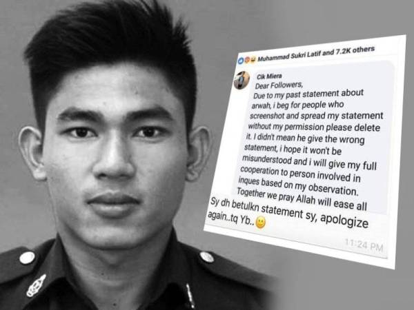 Seorang jururawat yang mengecam keterangan pakar perubatan dalam inkues Muhammad Adib Mohd Kassim telah menarik balik dan memadamkan hantaran yang dibuat menerusi akaun Facebooknya yang dikenali sebagai Cik Miera.