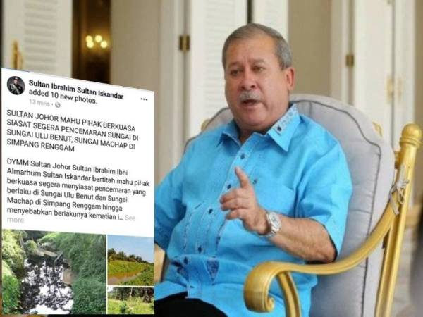 Paparan skrin kenyataan Sultan Johor di laman Facebook rasmi baginda.