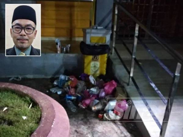 Longgokan sampah-sarap dan minuman keras dibuang merata-rata di bandar Segamat. Gambar kecil: Masni