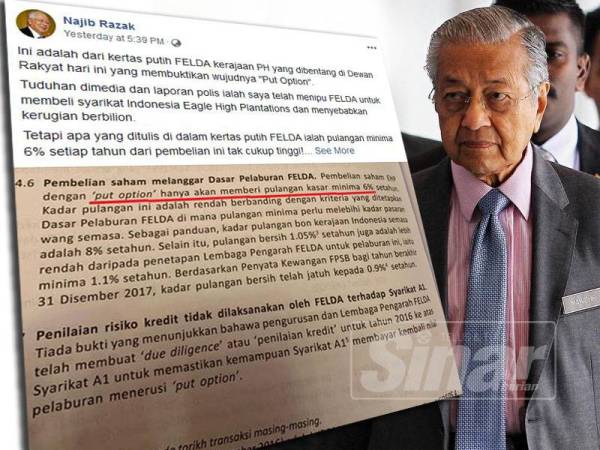 Hamparan Facebook Najib mengenai Kertas Putih Felda, semalam. - Foto: Zahid Izzani