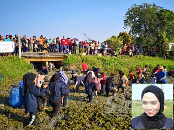 Suasana meriah penduduk sedang berpesta &#039;mengambat&#039; ikan di Kampung Teluk Paku, disini. Gambar kecil,
Nur Fatin Mat Ghani, 21.