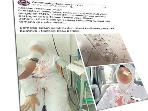 Berita mengenai jururawat tercedera yang menjadi tular di Laman Facebook, sejak malam tadi