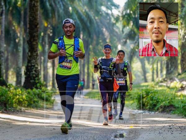 Mohammad Ashraf (hadapan) yang dilaporkan hilang ketika menyertai larian Gopeng Ultra Trail. (Gambar Kecil:Mohd Fairis Zabidi) 