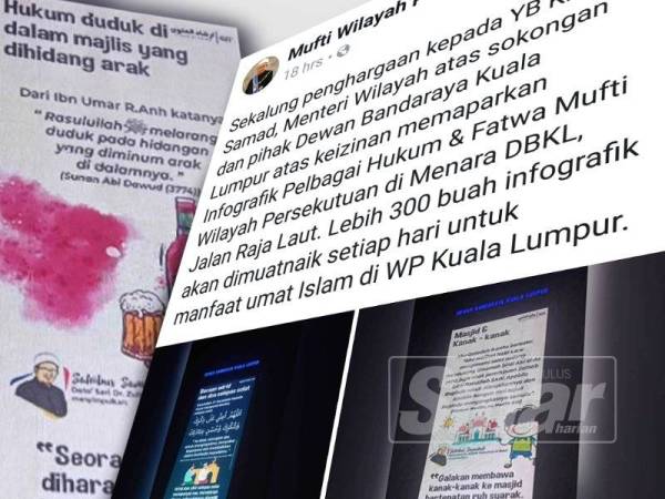 Mufti Wilayah Persekutuan, Datuk Seri Dr Zulkifli Mohamad memuat naik penghargaan atas usaha Menteri Wilayah atas sokongan dan pihak DBKL atas keizinan memaparkan Infografik Pelbagai Hukum dan Fatwa Mufti Wilayah Persekutuan di Menara DBKL, Jalan Raja Laut.