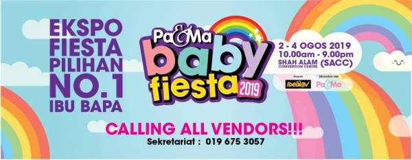 
Pa&Ma Baby Fiesta 2019 akan berlangsung selama tiga hari bermula 2 Ogos 2019 di Pusat Konvensyen Shah Alam (SACC), Selangor.