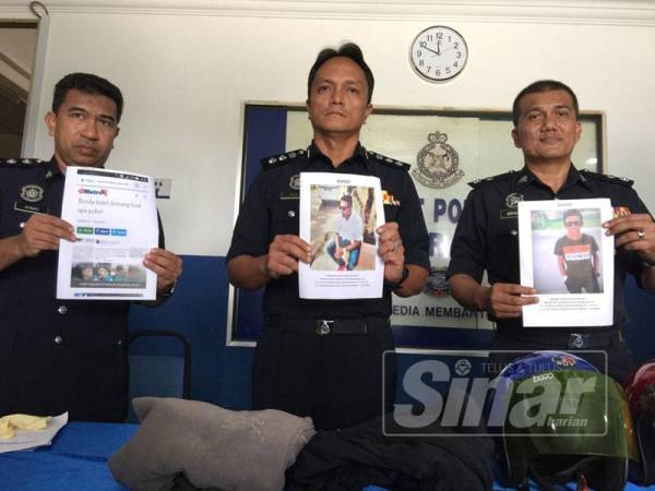 Ketua Polis Daerah Iskandar Puteri, Asisten Komisioner Dzulkhairi Mukhtar menunjukkan gambar rakan suspek yang sedang giat dikesan oleh pihaknya.