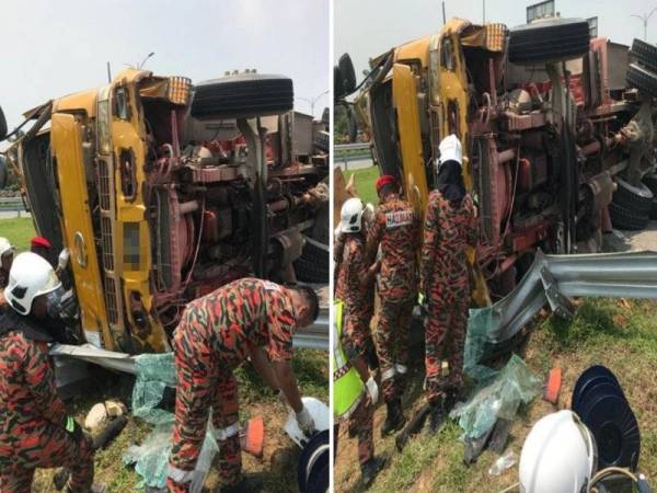 Anggota bomba melakukan kerja menyelamatkan mangsa yang terlibat dalam kemalangan.- Foto: IPD Iskandar Puteri