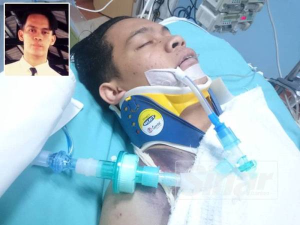 Md Afdlin kini tidak sedarkan diri dan ditempatkan di ICU Hoshas di Temerloh. 