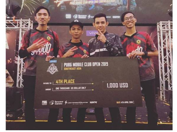 Abdul Azim Ikromi (kanan) bersama ahli kumpulannya memenangi PUBG Mobile Club Open 2019 (Southest Asia) pada Mac lalu sekaligus melayakkan mereka mewakili negara di Shanghai.