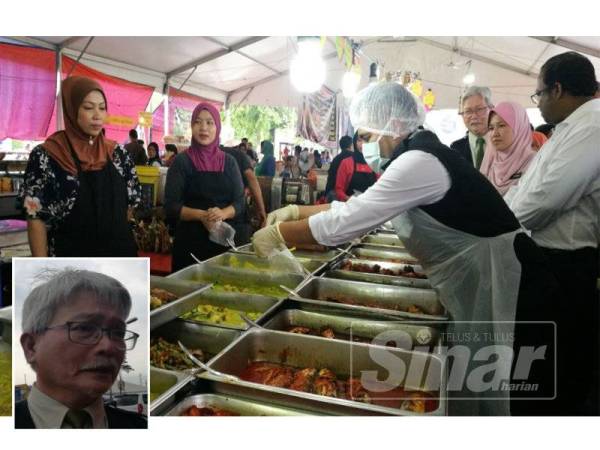 Anggota Penguatkuasa Jabatan Kesihatan sedang mengambil sampel makanan di bazar Ramadan. (Gambar kecil: Datuk Dr Zainudin)