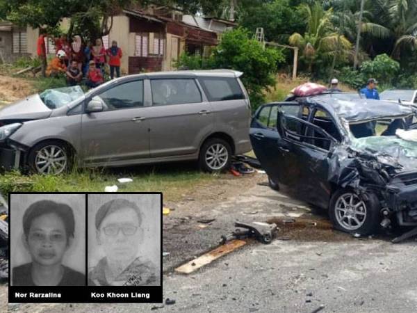 Keadaan tiga kenderaan yang terbabit kemalangan di Jalan Temerloh-Jerantut berhampiran Kampung Tebing Tinggi yang meragut dua nyawa. - FOTO: IHSAN BOMBA