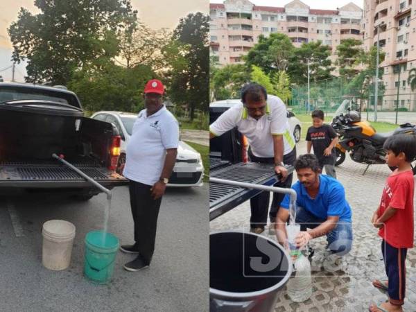 Gunaraj bersama pasukannya menghantar air ke kawasan-kawasan terlibat dengan menggunakan kenderaan pacuan empat roda.