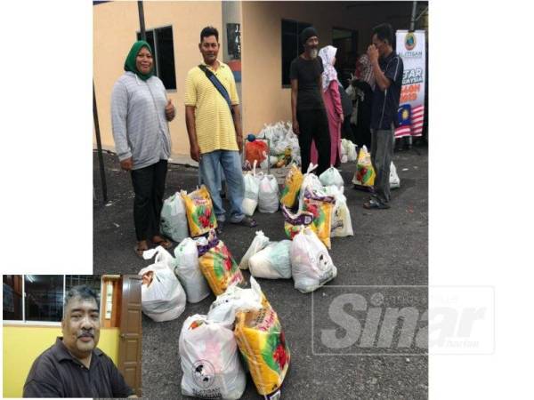 Penerima bantuan keperluan makanan di Program Iftar Nelayan Kuala Langat bersama Al-I’tisam di Jeti Kampung Kelanang, Banting semalam. Gambar kecil, Mohd Jaman. 