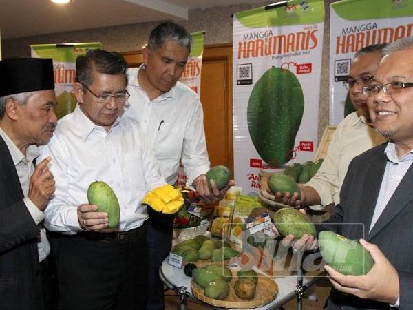 Menteri Pertanian dan Industri Asas Tani, Datuk Salahuddin Ayub (tiga dari kanan) ketika merasmikan Kempen "Berbuka Dan Bersahur Dengan Harumanis " pada majlis Iftar Kementerian Pertanian dan Industri Asas Tani. - FOTO ASRIL ASWANDI SHUKOR