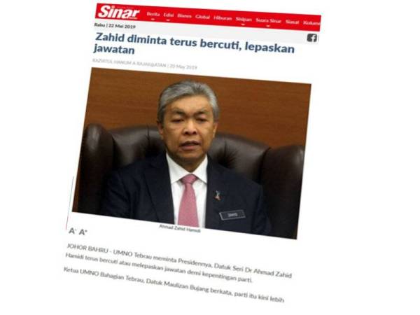 Laporan Sinar Harian pada 20 Mei lalu.