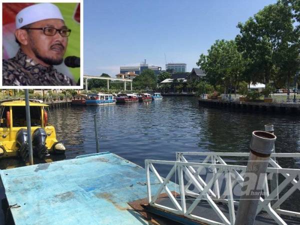 Pemandangan di Jeti Melaka River Cruise di Taman Rempah, Sungai Melaka. (Gambar kecil: Kamaruddin Sidek)