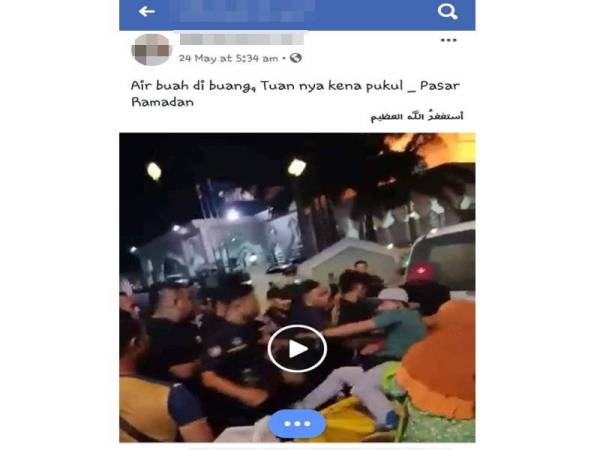 Seorang individu memuat naik video memaparkan mengenai tindakan rampasan air di laman Facebook baru-baru ini.