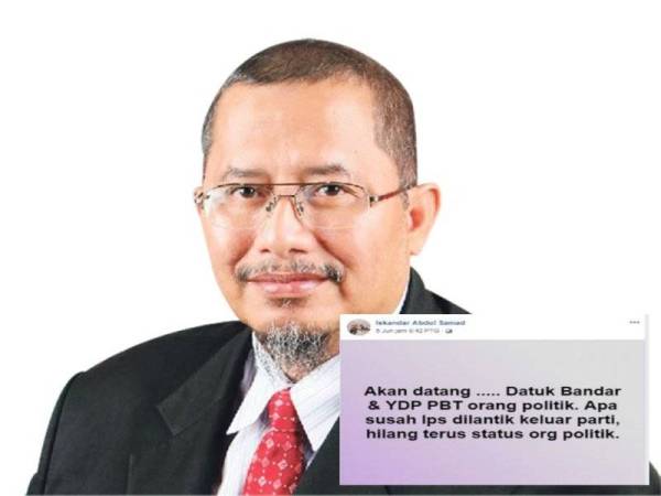 Iskandar Abdul Samad. Gambar kecil:Status sindiran Iskandar dipercayai merujuk kepada pelantikan Ketua Pesuruhjaya SPRM yang baharu 