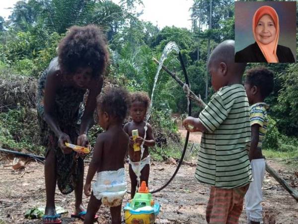 Keadaan orang asli yang dipindahkan di penempatan baharu setelah kawasan lama tidak selamat didiami. Gmbar kecil, Dr Hafidzah Mustakim.