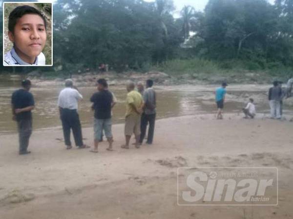 Operasi mencari dan menyelamat mangsa digerakkan petang semalam selepas polis menerima laporan berhubung kejadian. Gambar kecil: Muhammad Muzzafar Shah