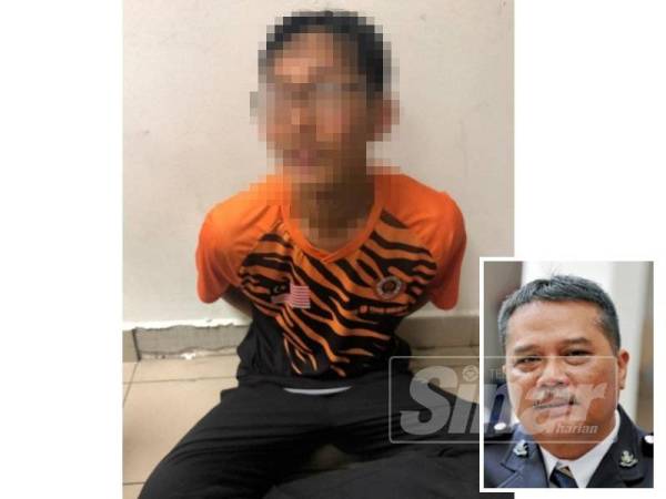 Pelajar tingkatan lima sebuah sekolah di Sungai Manggis, Banting ditahan polis kerana dipercayai menikam gurunya. Gambar kecil: Azizan Tukiman