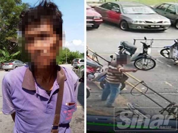 Rakaman kamera litar tertutup (CCTV) menunjukkan suspek memegang senjata tajam bagi menikam mangsa berkenaan.