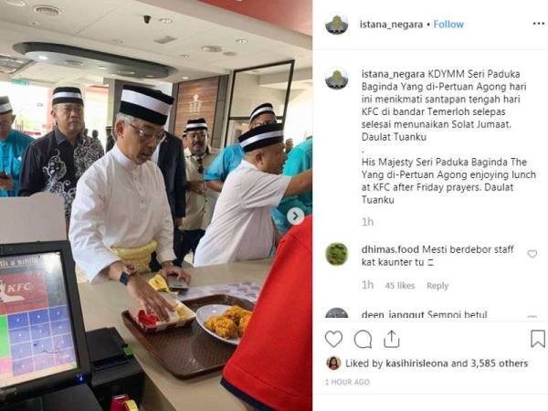 Gambar yang dikongsikan di laman Instagram Istana Negara - FOTO INSTAGRAM ISTANA NEGARA