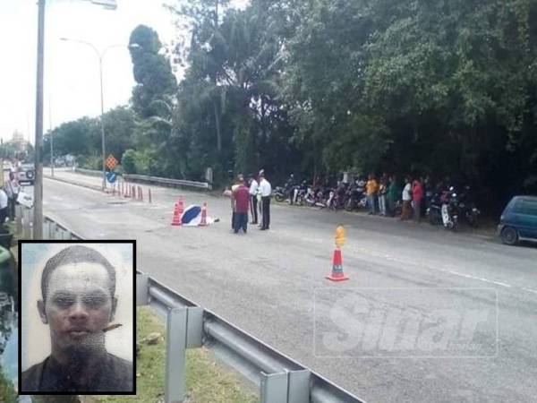 Mohd Rafi meninggal dunia selepas terlibat kemalangan di Batu 11, Kuala Ketil semalam. (Gambar kecil: Mohd Rafi Abdul Majid)
