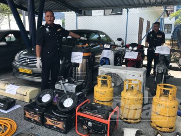 Pelbagai peralatan mencuci termasuk tong gas dan penghawa dingin berjaya dirampas selepas menahan dua ahli Geng Usop. 