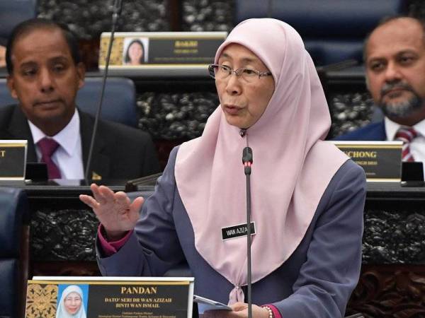 Timbalan Perdana Menteri Datuk Seri Dr Wan Azizah Wan Ismail menjawab soalan pada Mesyuarat Kedua Penggal Kedua Parlimen ke-14 di Bangunan Parlimen hari ini. Foto: Bernama