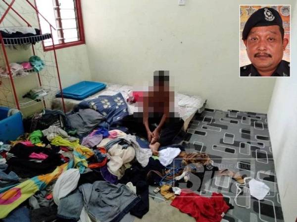 Salah seorang daripada tiga beradik yang dipercayai diabaikan ibu kandung sendiri setelah ditinggalkan lebih tiga hari bersendirian di sebuah rumah PAKR di daerah Hulu Terengganu sebelum diselamatkan JKM, semalam. Gambar kecil: Mohd Adli