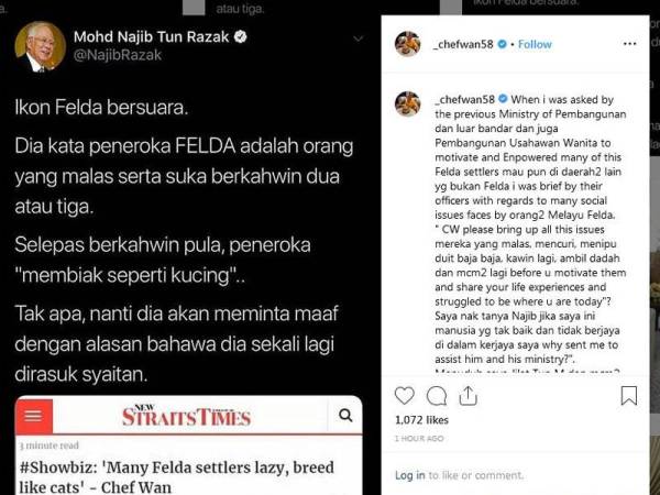 Chef Wan dedah Najib minta bantuannya ketika bergelar Perdana Menteri