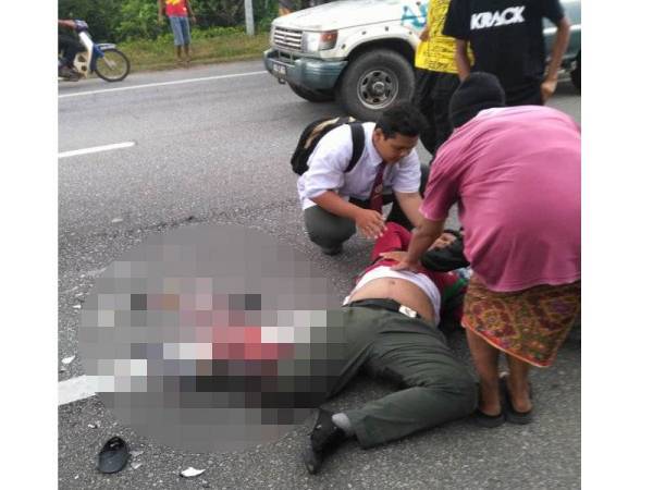 Seorang pelajar putus kaki kanan setelah merempuh belakang sebuah lori ais dalam kemalangan di Kilometer 8, Jalan Taiping-Selama petang semalam.