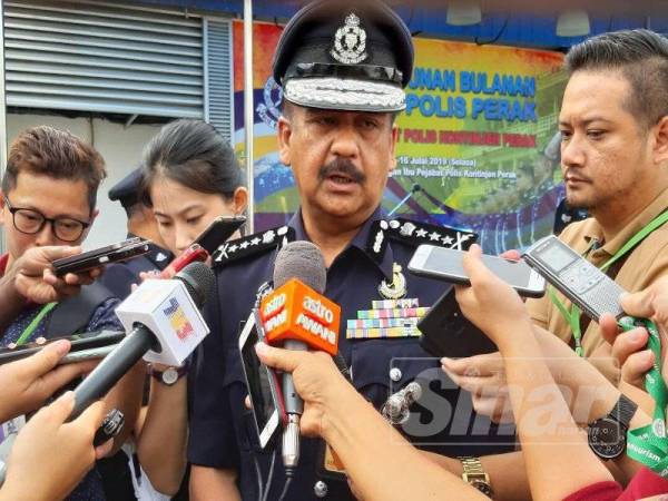 Razarudin ditemui pemberita selepas menghadiri Perhimpunan Bulanan Kontinjen Perak bagi Bulan Julai 2019 di Ibu Pejabat Polis Kontinjen Negeri hari ini.