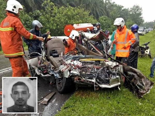 Anggota bomba dari Balai Bomba dan Penyelamat Amanjaya mengeluarkan mangsa yang tersepit.- Foto JBPM. (Gambar kecil, Mohd Fahmi)