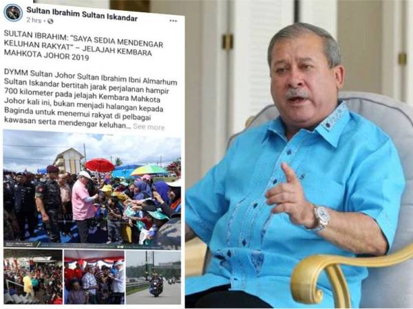 Tangkap layar titah Sultan Johor mengenai Kembara Mahkota Johor di laman Facebook rasminya.