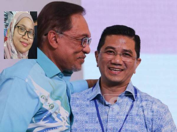 Anwar (kiri) dan Azmin. Gambar kecil:Wan Saidatul Fadzilah Najemudin.