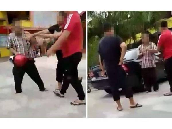 Tular video suspek bertindak mengasari dan cuba mengheret guru berusia 52 tahun ke luar pagar sekolah.