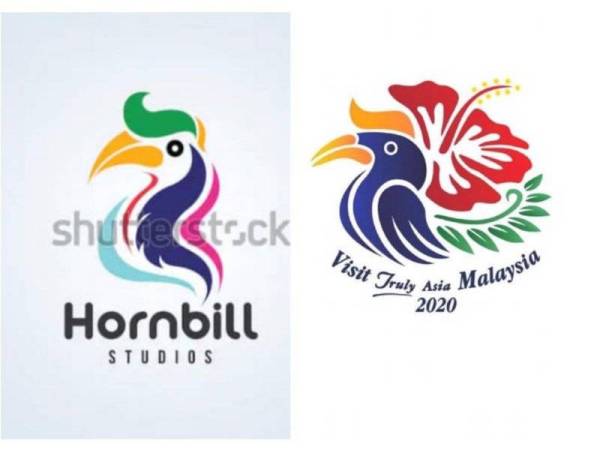 Perbandingan logo asal TMM2020 dengan imej yang diambil netizen di Shutterstock.