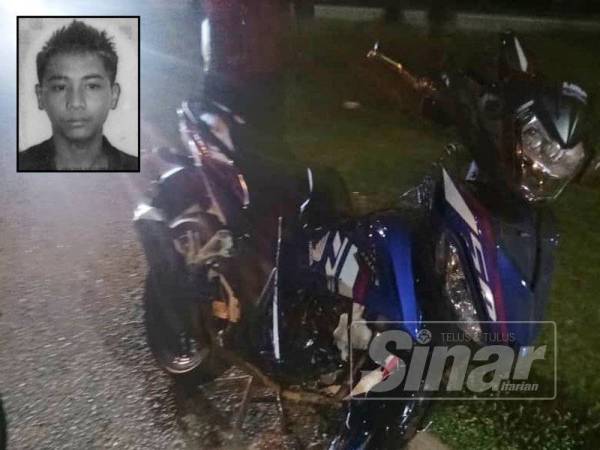 Kemalangan di KM 01 Jalan Kuala Berang-Ajil(Lampu isyarat Ajil Jaya) di Ajil, Hulu Terengganu malam tadi meragut nyawa seorang penunggang motosikal. Gambar kecil: Muhammad Rashidi
