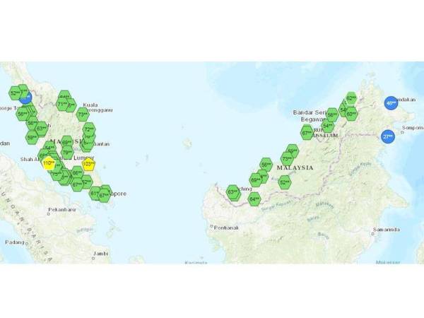 Keadaan IPU di seluruh negara setakat jam 4 petang tadi.