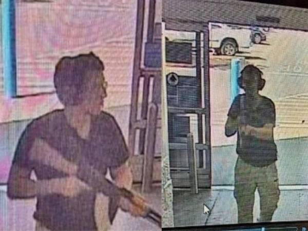 Rakaman CCTV menunjukkan seorang lelaki bersenjata melepaskan tembakan rambang ke arah pengunjung di sebuah kedai Walmart di El Paso, Texas semalam. 