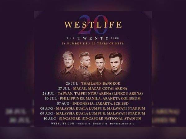 Westlife dijadualkan mengadakan konsertnya di Stadium Melawati Shah Alam selama dua hari bermula esok.