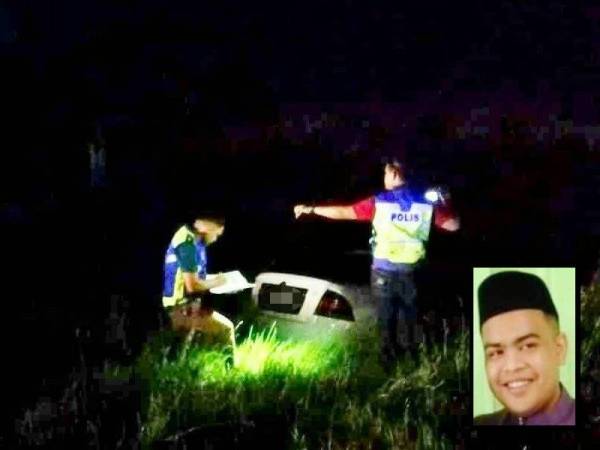 Anggota polis melakukan siasatan di lokasi kejadian kemalangan berlaku. (Gambar kecil: Rasydi)