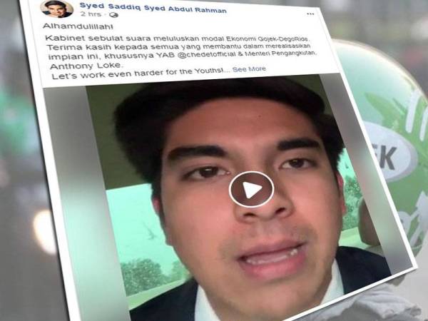 Syed Saddiq melalui video dimuat naik di Facebook memberi respons berkaitan Gojek.